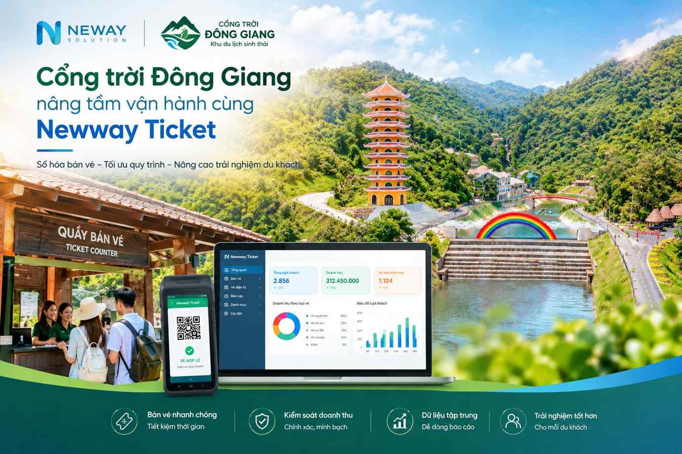 Cổng trời Đông Giang nâng tầm vận hành cùng Newway Ticket